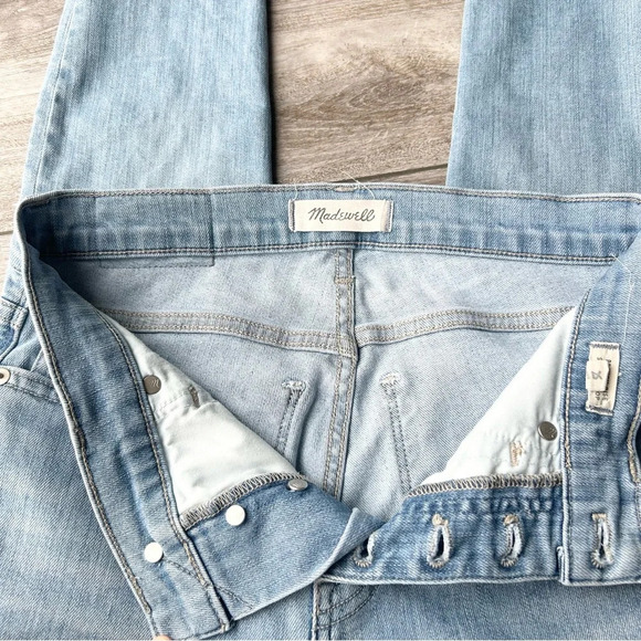 Madewell High Rise Skinny Crop Button Front Raw Hem Light Blue - Picture 7 of 13